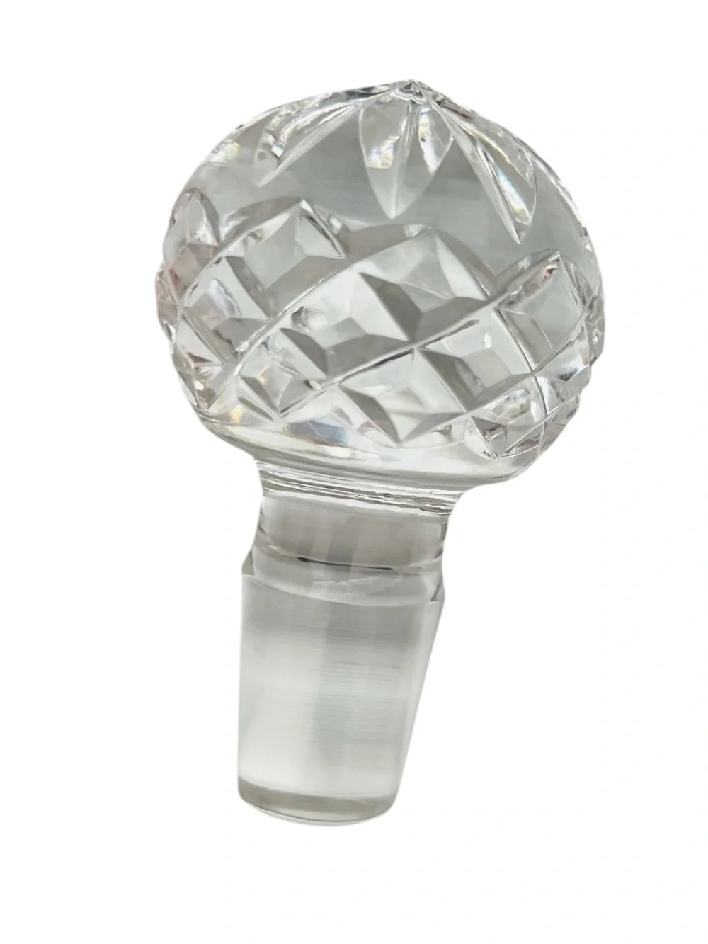 Vintage Crystal Clear Cut-Glass Bottle Stopper - Clear